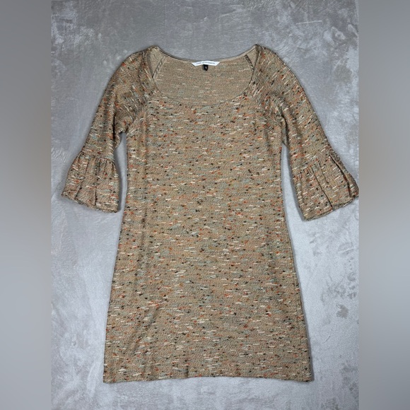 Diane Von Furstenberg Dresses & Skirts - Diane Von Furstenberg DVF Tweed Bell Sleeve Tan
Orange Blue Gold Mini Dress 10